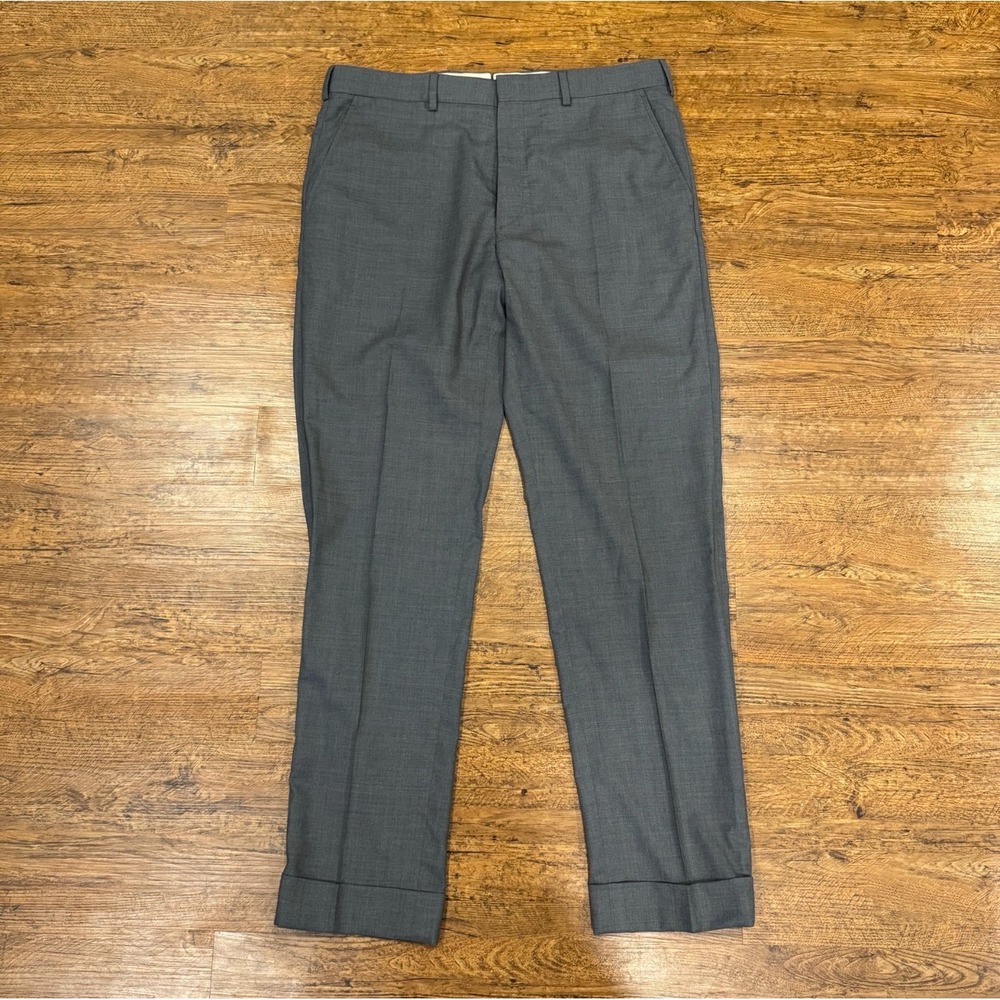 Polo Ralph Lauren Gray Purple Label Italy Straight Wool Trousers Pants Men 34x32